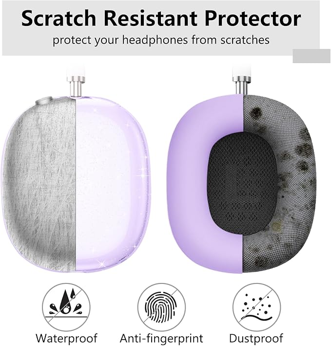 for AirPods Max case Cover,Anti-Scratch Ear Pad Case Cover/Ear Cups Cover/Headband Cover for AirPods Max. Clear Soft TPU and Silicone,Skin Scratch Proof.