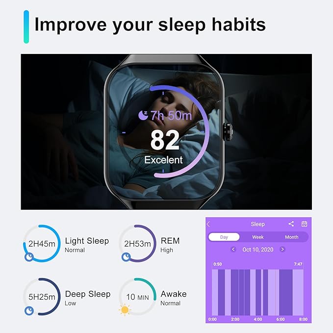 Smart Watch for Men Women Answer/Make Calls, 1.96" HD Fitness Watch with Heart Rate Monitor Sleep Monitor, 113+ Sports Activity Trackers with Step Counter, IP68 Waterproof, Smartwatch for Android/iOS