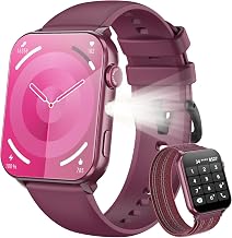 Blackview Smart Watch for Women,1.91" HD Touchscreen Fitness Watch with Flashlight, Bluetooth Notifications/Make Calls, Heart Rate/Sleep Monitor/2 Straps, Fitness Watch for Android/iPhone - Image 1
