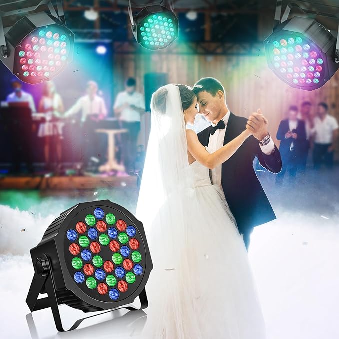Rechargeable Stage Par Lights U`King RGB 36 LED Uplights Battery Powered with RGB 36W DJ Uplights Sound Activated Remote Control for Wedding DJ Disco Events Halloween Church Live Party