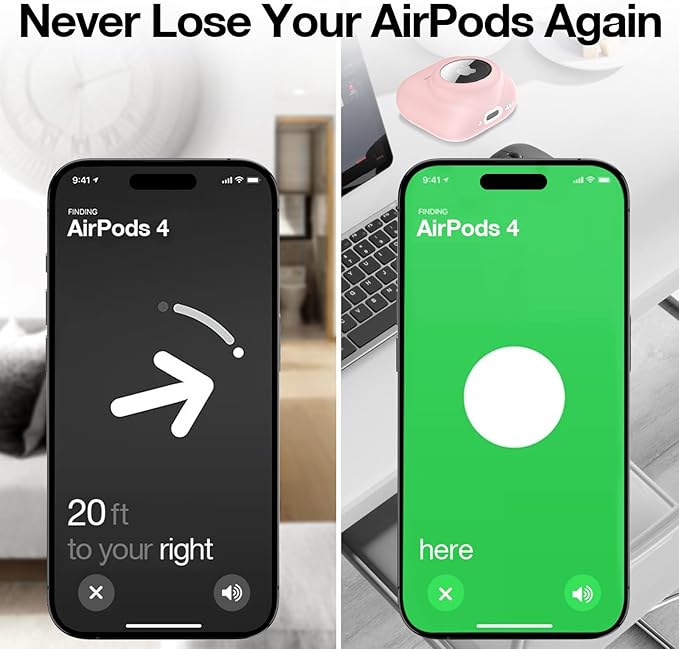 2 in 1 Silicone Case Compatible with AirPod 4 and AirTag 2/1, Shockproof Protective Skin Cover for AirPods 4th Generation with Cleaner Kit & Carabiner (Pink)