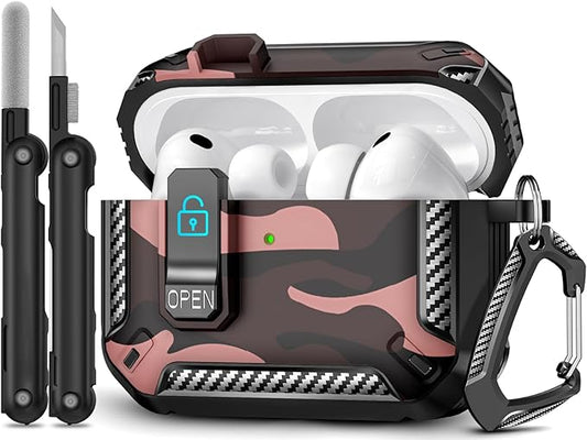 for AirPods Pro 3 Case (2025 New), Secure Lock Cases Cover with Cleaning Kit & Keychain Compatible with Airpods Pro 3rd Generation Case for Men Women, Powerful Drop Protection