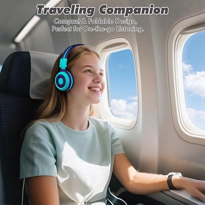 SIMOLIO 2 Pack Bluetooth Headphones for Teens, Kids Headphone with Volume Limited (75/85/94dB), On-Ear Heasets with Mic, EVA Case (Mint+Grey)