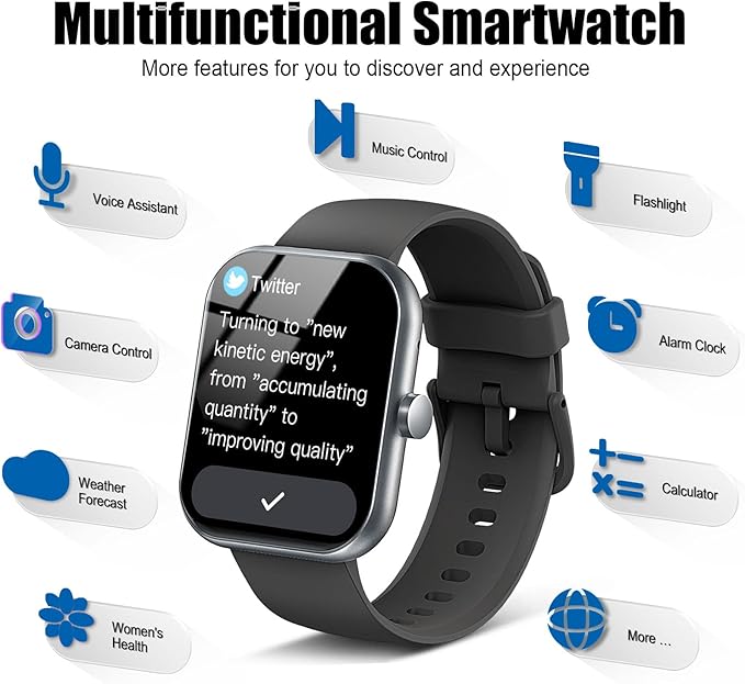 Smart Watch for Men Women, 2026 Release (Answer/Make Call) 1.96" HD Fitness Tracker Running Watch,IP68 Waterproof, Pedometer,Step/Sleep/Heart Rate Monitor,110+ Sport Mode Smartwatch for Android Phone