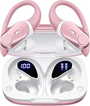 Active Noise Cancelling Ear Buds Wireless Bluetooth Headphones 80H Playtime Display Charging Case 50dB ANC Over Ear Hooks Earbuds with Hi-Res Sound Clear Calls for Sports Running Gym Workout Rose Gold - Image 1