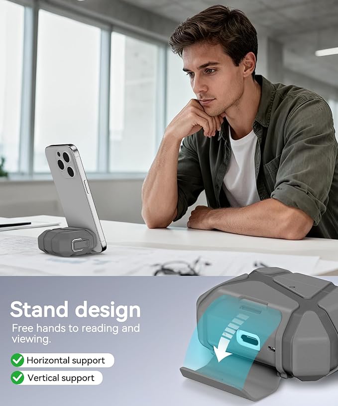 for AirPods Pro 3rd Case (2025 New),Secure Lock & Phone Stand Design Compatible with Airpods Pro 3 Generation Cover with Cleaner Kit-Grey