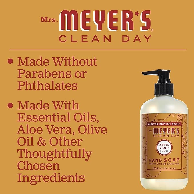 Mrs. MEYER'S CLEAN DAY Variety, 2 Liquid Hand Soap 12.5 OZ, 1 Liquid Dish Soap, 16 FL OZ (Apple Cider)