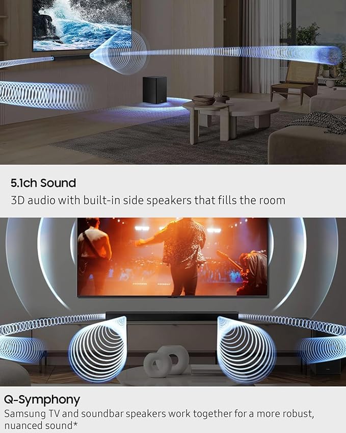 Samsung B-Series B750F 5.1ch Soundbar with Subwoofer & Rear Speakers, Q-Symphony, Dolby Audio, DTS Virtual:X, Bluetooth TV Sound Bar for Home Entertainment