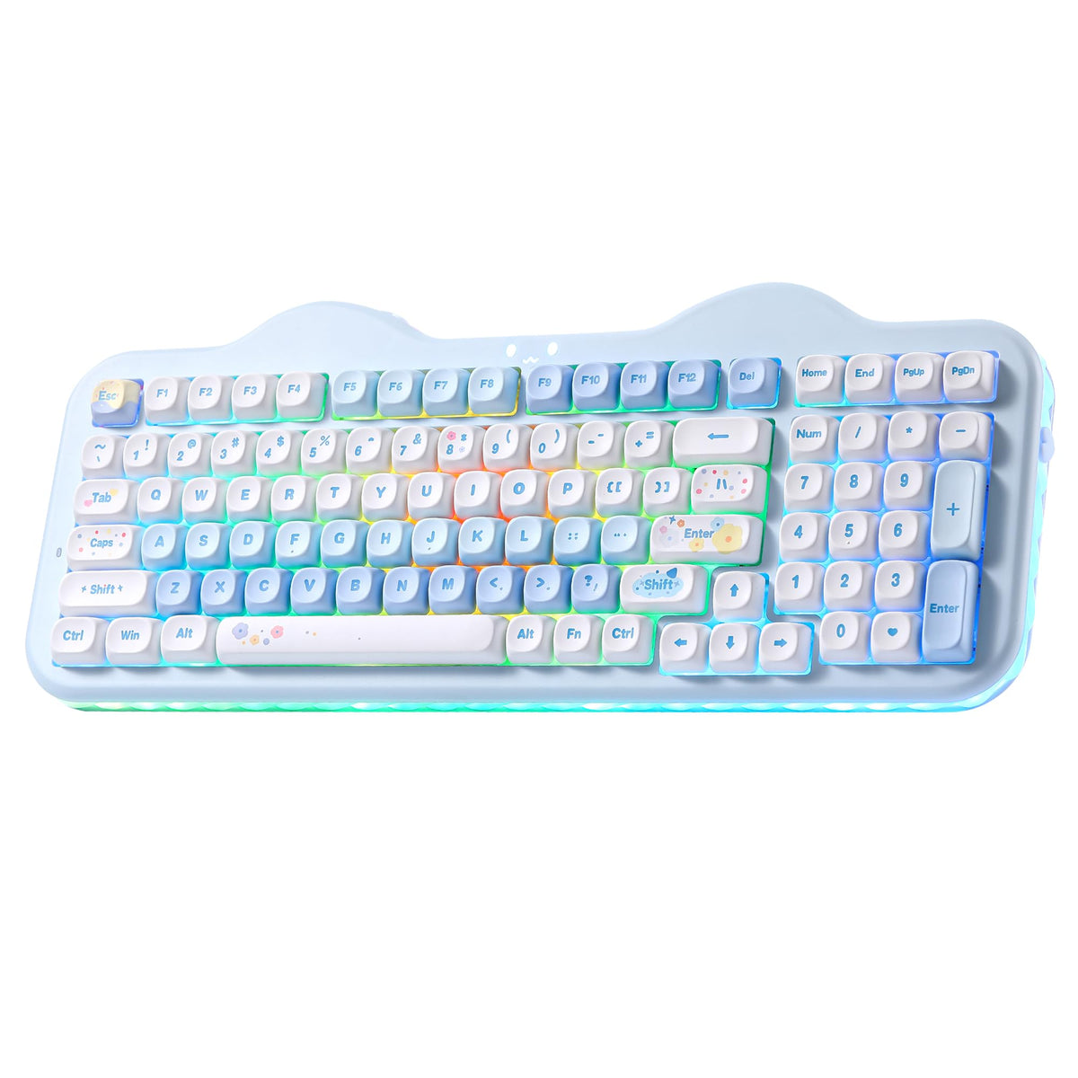YUNZII C98 Cute Cake Wireless Mechanical Keyboard(Blue, Milk Switch) - Image 1