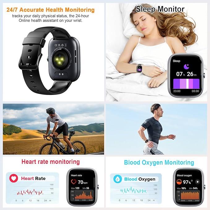 Smart Watch (Answer/Make Call), 2026 HD 1.91" Smartwatch for Men Women, 112+ Sports Modes Fitness Activity Tracker, Calories/Heart Rate/Sleep Monitor, IP68 Waterproof Step Counter for Android iOS