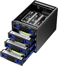 CENMATE Hybrid 3*2.5/3.5" SATA HDD/SSD+3* M / B+M Key M.2 NVMe Enclosure with Cooling Fan and USB A/C 3.2 Gen 2, Hard Drive Enclosure Support 90TB(3*22TB HDD+3*8TB 2230/2242/2260/2280/22110 SSDs) - Image 1