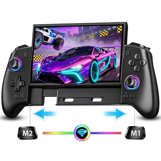 Wireless Switch Controller for Nintendo Switch, Switch OLED, Switch 2 Console, Rechargeable Pro Controller with LED Lighting, Turbo, Motion Control, Stretchable Switch Handheld Joypad, Ergonomic Grip