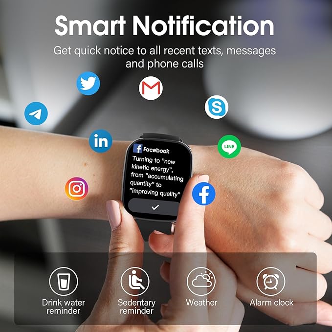 Csasan Smart Watch for Men Women(Answer/Make Call), 1.91" HD Screen Smartwatch Heart Rate/Sleep/Steps Monitor Black
