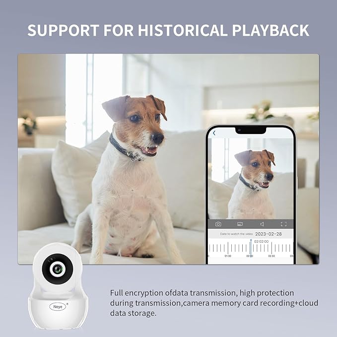 N_EYE WiFi Security Home Camera，Baby Monitor Wireless IP Camera with Night Vision Two Way Audio Cloud Storage， Supports 5G WiFi，up to 128GB（White） Indoor Camera