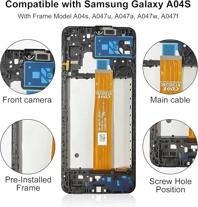 EFAITHFIX for Samsung Galaxy A04S A047 Screen Replacement with Frame 6.5 Inch LCD Display Digitizer for Samsung A047U A047A A047W A047F/DS Screen Replacement Touch Screen Assembly with Repair Tools
