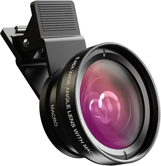 MIAO LAB 2-in-1 Phone Camera Lens Kit, 12.5X Macro + 0.45X Wide Angle (140°) Cell Phone Clip-on Lens for iPhone/Android, Includes Travel Bag