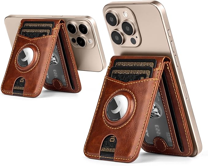 Compatible with Magsafe Case with RFID Blocking Card Holder AirTag pocket for iPhone 17/16/15/14/13/12 Pro/Pro Max/PlusSeries,Not Fit iPhone Mini,Brown