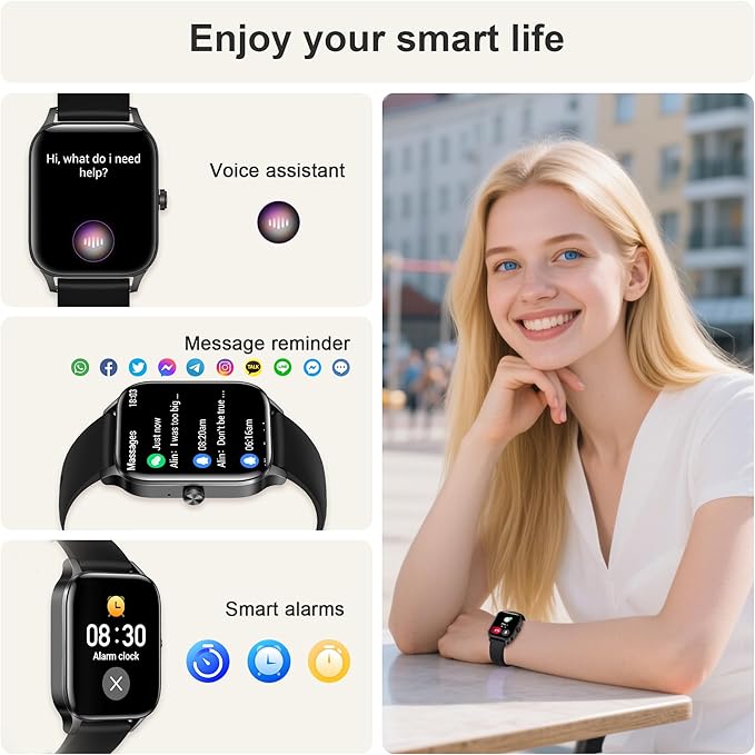 Smart Watches for Women,1.85" Fitness Tracker Watch Answer/Make Call,IP68 Waterproof Fitness Watch with Sleep/Step/Heart Rate/SpO2 Monitor, 120+ Sport Modes Smartwatch for Android iOS