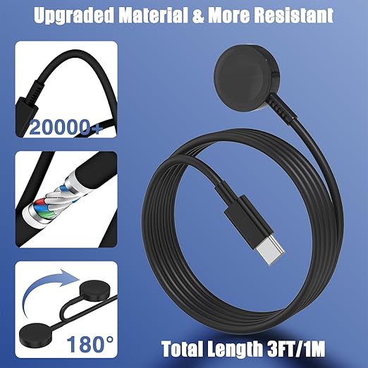 1Pack for Apple Watch Charger USB C Magnetic iWatch Charger Cable 1Pack USB to C Fast Charging Cord Compatible with Watch Ultra2 Ultra Series 9 8 7 6 SE SE2 5 4 3 2 1-3.3FT (1.1M) Black