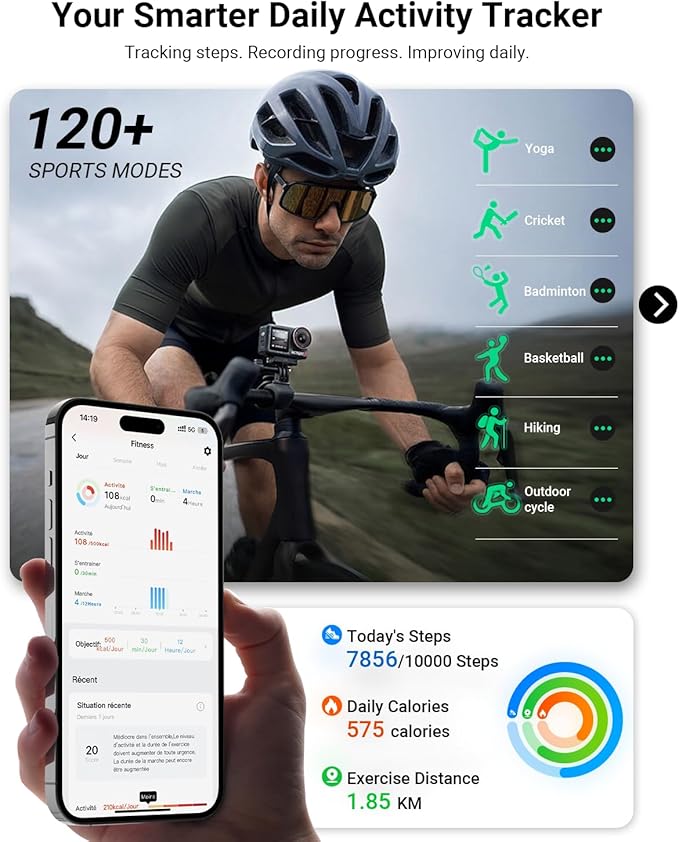 Gydom Smart Watch for Men/Women [1.85" AMOLED Screen Answer/Make Calls] Fitness Trackers with Heart Rate/Sleep/SpO2 Monitor Compatible Android & iPhone, 120+ Sports, IP68 Waterproof Reloj para Mujer