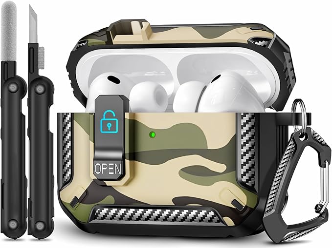 for AirPods Pro 3 Case (2025 New), Secure Lock Cases Cover with Cleaning Kit & Keychain Compatible with Airpods Pro 3rd Generation Case for Men Women, Powerful Drop Protection
