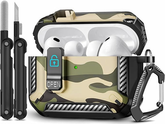 for AirPods Pro 3 Case (2025 New), Secure Lock Cases Cover with Cleaning Kit & Keychain Compatible with Airpods Pro 3rd Generation Case for Men Women, Powerful Drop Protection