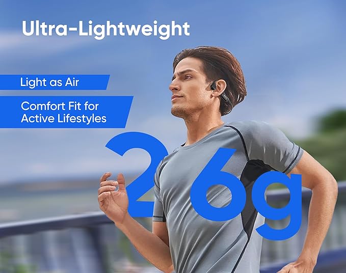 Bone Conduction Headphones, Bluetooth 6.0 Open Ear Headphones, 10H Playtimes Sweatproof Wireless Sport Earphones for Cycling, Running, Outdoor Sports