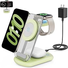 2026 Travel Wireless Mag-Safe Fast Charging Station,Magnetic 3 in 1 Charger with Light for iPhone16 15 14 13 12 Pro Max Plus,Apple Watch Series & Air pods 4 3 2 Pro-Gifts for Wife & Husband(Cyan) - Image 1