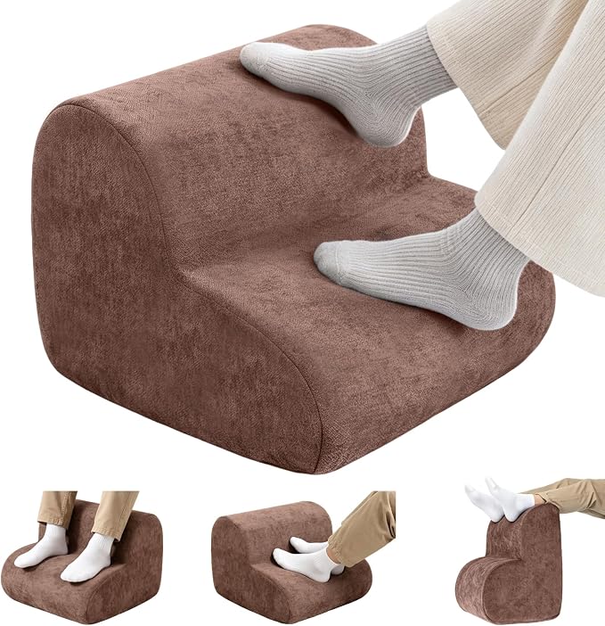 Foot Rest for Under Desk at Work,Ergonomic 2-Height Sponge Foot Stool for Office, Home,Sofa & Gaming Chair, Desk Accessories Footrest Cushion to Support Legs,Relax Ankles & Relieve Pain(A-Khaki)
