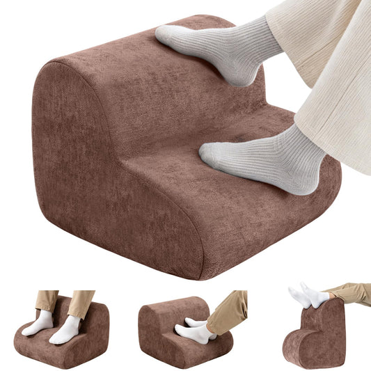 Foot Rest for Under Desk at Work,Ergonomic 2-Height Sponge Foot Stool for Office, Home,Sofa & Gaming Chair, Desk Accessories Footrest Cushion to Support Legs,Relax Ankles & Relieve Pain(A-Khaki)