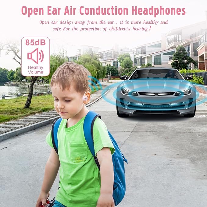 BANIGIPA Kids Headphones, Open Ear Headphones Comfortable for Teens Child Boys Girls, Wireless Bluetooth 5.4 Headset w/Mic for School/Tablet/Travel, 13g Ultra-Light, Protect Hearing, 10H Playtime
