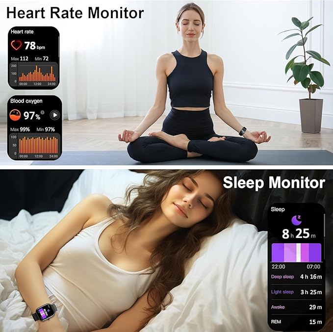 Smart Watch for Men Women(Answer/Make Call), 2025 New Smartwatch 1.85" HD Fitness Watch with 100+ Sport Modes, Heart Rate, Sleep Monitor, Pedometer, IP68 Waterproof Activity Tracker for Android iOS