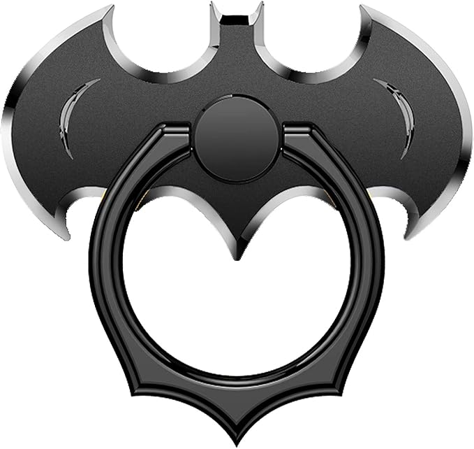 Bat Phone Ring Stand Holder - OATSBASF Cell Phone Ring Holder Finger Grip 360 Degree Rotation Compatible with iPhone 17/16/15/14/13 Pro Max and Other Smartphones（Black+Silver）