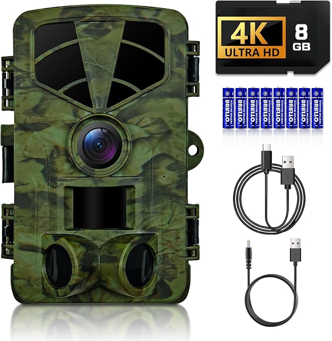 Trail Camera 4K 48MP WiFi Night Vision Trigger Waterproof Game Cam Outdoor