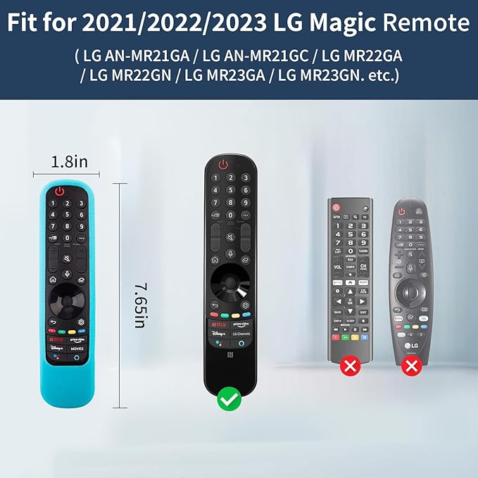 2 Pack LG Magic Remote Cover - Silicone Protective Case for LG Smart TV Remote Controller MR21/22/23 - Shockproof, Anti-Slip, Anti-Lost Loop, Glow in The Dark (Glow Green + Glow Blue)