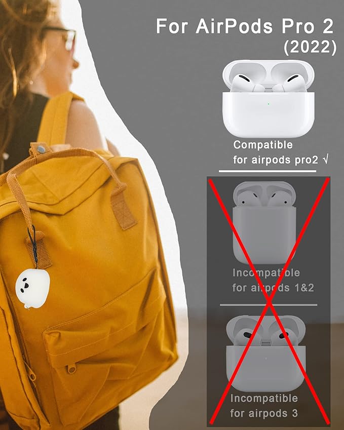 2 Packs Cute Luminous Ghost Face for AirPods Pro 2nd Generation Case Cover 2022 Released Silicone Accessories Set Kit for AirPods Pro 2 Gen Charging Case, Cartoon 3D Funny for AirPod Pro 2 Case