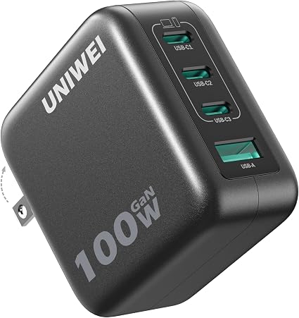 100W USB C Charger Block, 4-Port GaN and Ultra-Compact Wall Adapter, for MacBook, iPhone 17/16 Series, Samsung Galaxy, Pixel, and More