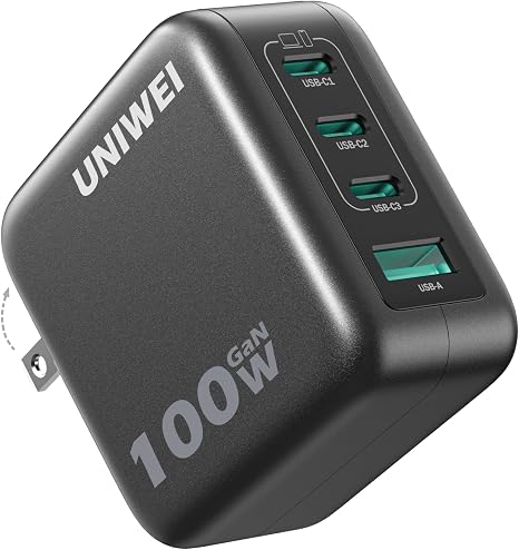 100W USB C Charger Block, 4-Port GaN and Ultra-Compact Wall Adapter, for MacBook, iPhone 17/16 Series, Samsung Galaxy, Pixel, and More