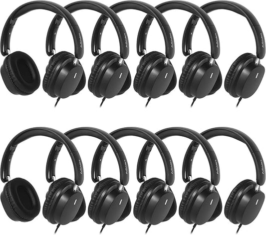 Kids Headphones Bulk 10 Pack for School, HD Mic Stereo Sound Over-Ear Headphones for Classroom, Comfortable Fit, Foldable, 3.5mm Jack Wired Headphones for Kids ipad Tablets Computer Travel