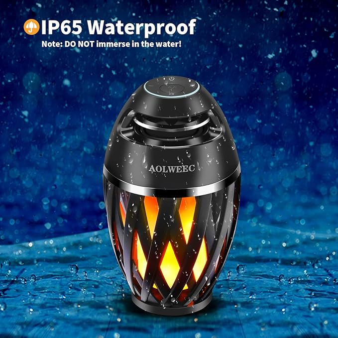 Flame Light Speaker, Led Flame Speakers Torch Atmosphere Bluetooth Speakers & Outdoor Portable Stereo Speaker with HD Audio and Enhanced Bass Flickers Warm Lamp for iPhone/iPad/Android