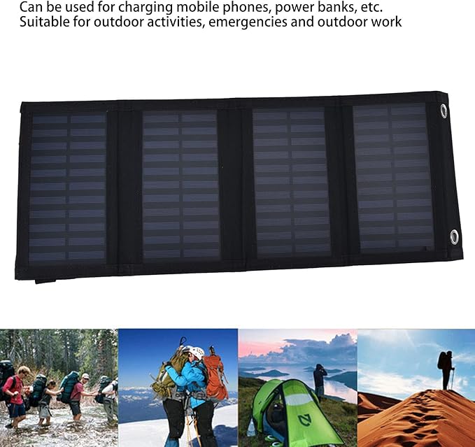Plplaaoo 20W Folding Solar Panel – Portable Solar Charger for Camping and Hiking with USB Output, Lightweight Solar Panel for Phone & USB Devices, 2A Fast Charge, for Outdoor Travel & Emergency Use