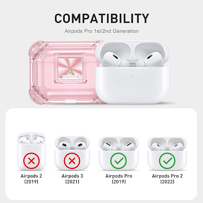 Valkit Compatible Airpods Pro 2nd/1st Generation Case Clear with Cleaner Kit & Lock, Soft TPU Airpod Pro 2/1 Case Shockproof iPods Pro 2 Protective Case for Airpods Pro Gen 2nd/1st(2023/2022/2019)