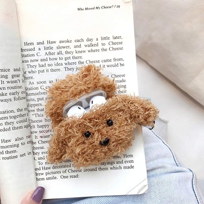SGVAHY Furry Case for AirPods Pro 3rd Generation Funny Cute 3D Cartoon Plush Design Soft Warm Fluffy AirPod Pro 3 Cover with Keychain Kawaii Anti-Fall Protective Case Women Girls(Teddy)