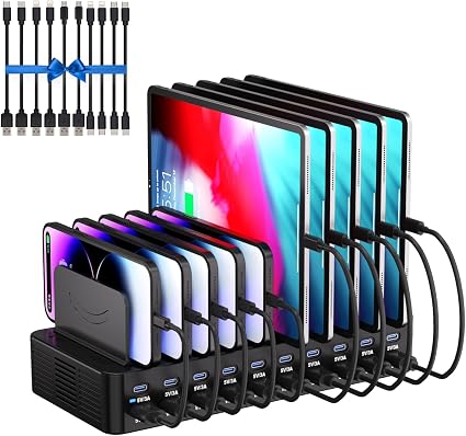 20-Port 270W Charging Station for Multiple Devices, USB Charger Station