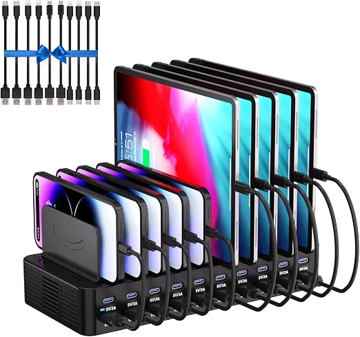 20-Port 270W Charging Station for Multiple Devices, USB Charger Station