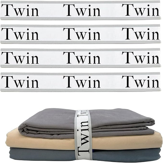 4 Pieces Bed Sheet Organizer Bands, Sheet Organizers and Storage Label Bands, Sheets Organizer for Closet, Sheet Label for Bedding, Sheet Keepers Linen Labels Bedding Bands (Grey, 4Pcs Twin)