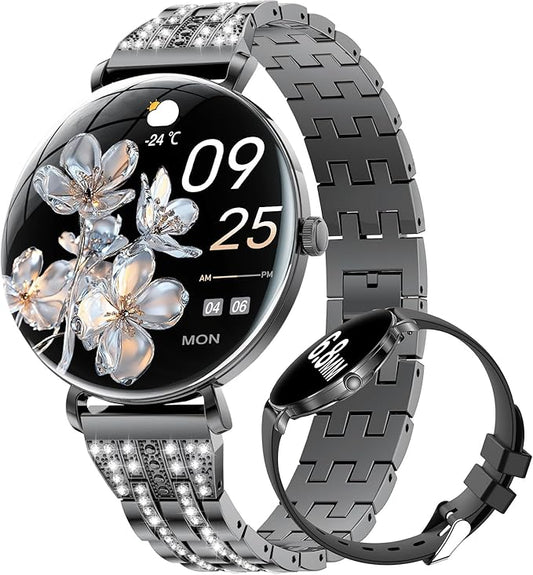 LIGE Ultra-Thin Smart Watch for Women(Answer/Make Calls),1.43" Always-on Display Smart Watch with Heart Rate,Clories Tracker 100+ Sports Modes, Women Smartwatch for Android iOS (Black-FV17-H)
