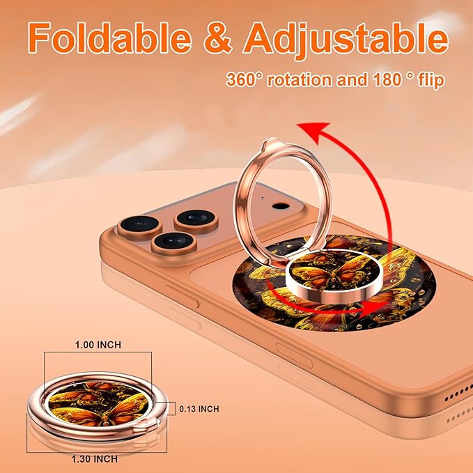 Magnetic Phone Ring Holder for MagSafe Grip,[Super Magnet],Stylish 360° Rotation Cell Phone Grip Stand Finger Ring Kickstand for iPhone 17 16 15 14 Pro Max,iPad and Smartphones,Black