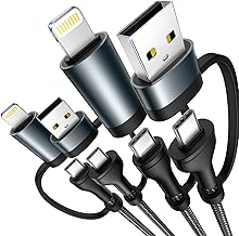 4 in 1 Charging Cable [2Pack 6.6FT] 60W Fast Charging Cord Apple MFi Certified Lightning Cable Nylon Braided Multi USB C Cable for iPhone 16/15 14 13 iPad Samsung Galaxy MacBook iPad Tablets and More - Image 1