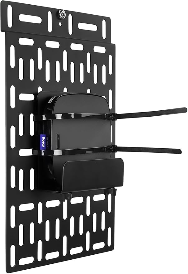 Mount-It! Cable Box Mount Behind TV | Adjustable Universal Mounting Bracket for Streaming Devices, Router, Modem, DVD | Wall and Behind TV Compatible, Steel (Pack of 2)